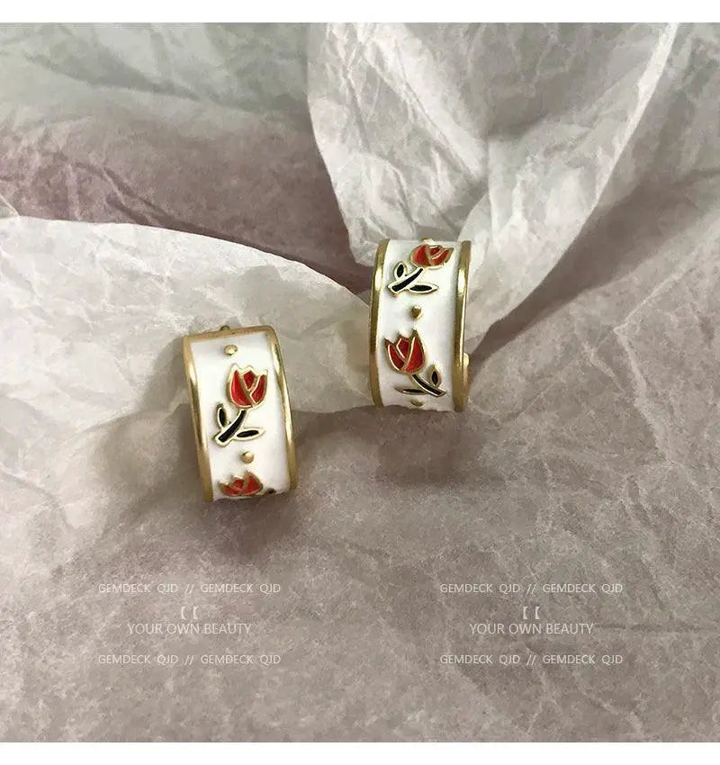 Vintage Tulips Drop Earrings for Women Fashion Jewelry