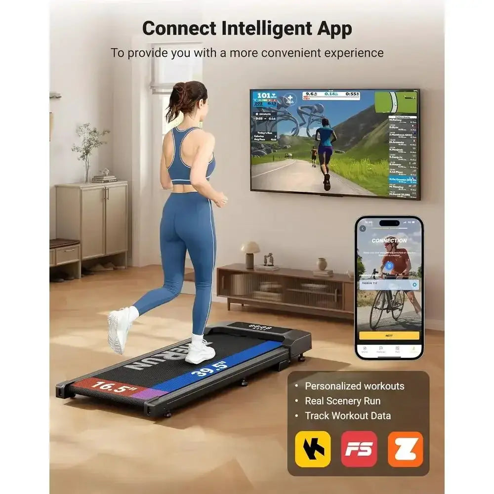 Portable 2.5 HP Under Desk Walking Pad with Auto Incline, Remote Control, and LED Display