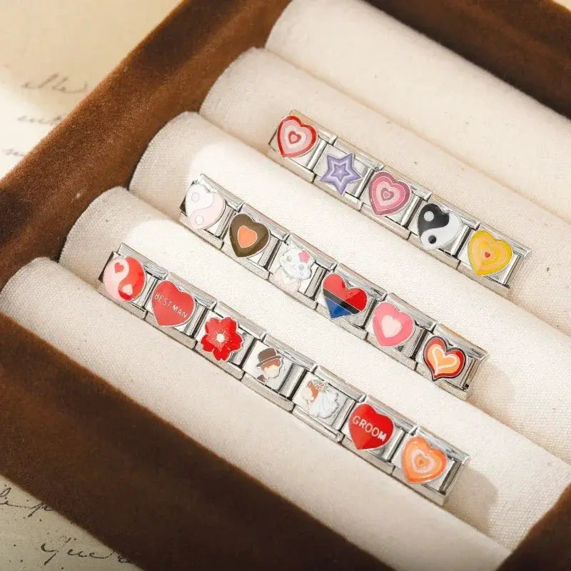 Hapiship Romantic Colour Heart Star Tai Chi Charm Bracelet