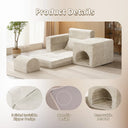 Beige No-Assembly Sofa Bed with Ottoman Pet-Friendly Easy-Clean