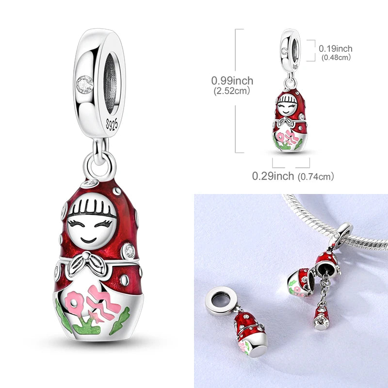 Red Series Charm Beads Sterling