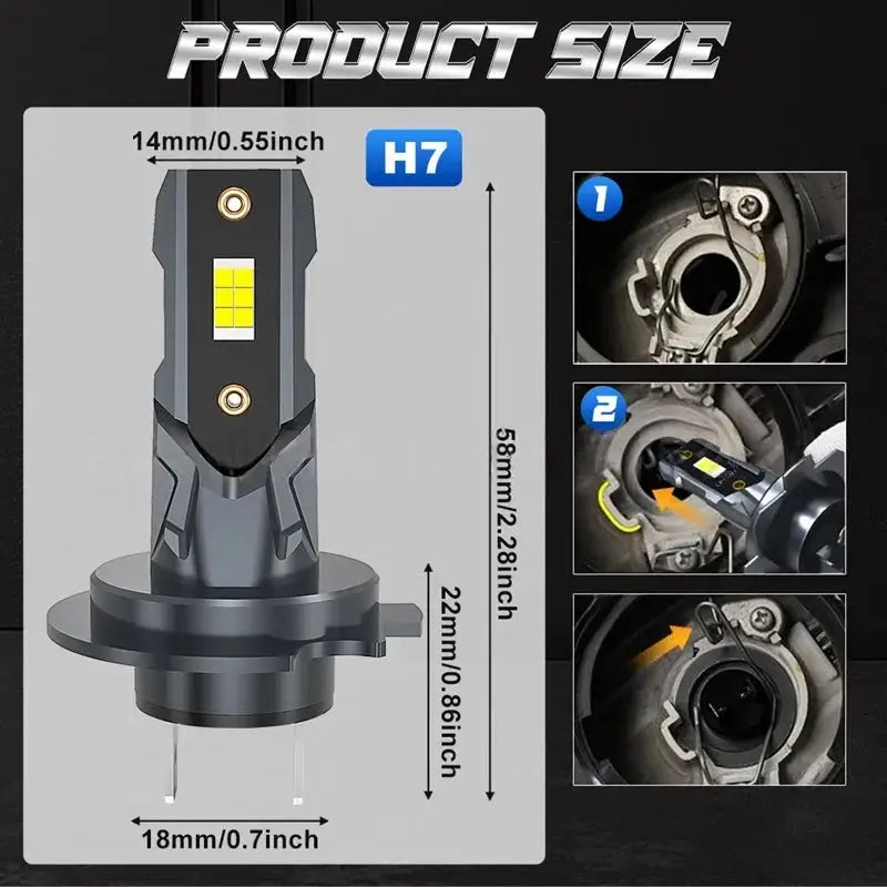 LED Headlight Bulb CSP Car Headlamp Auto Mini CanBus Led — product view 6