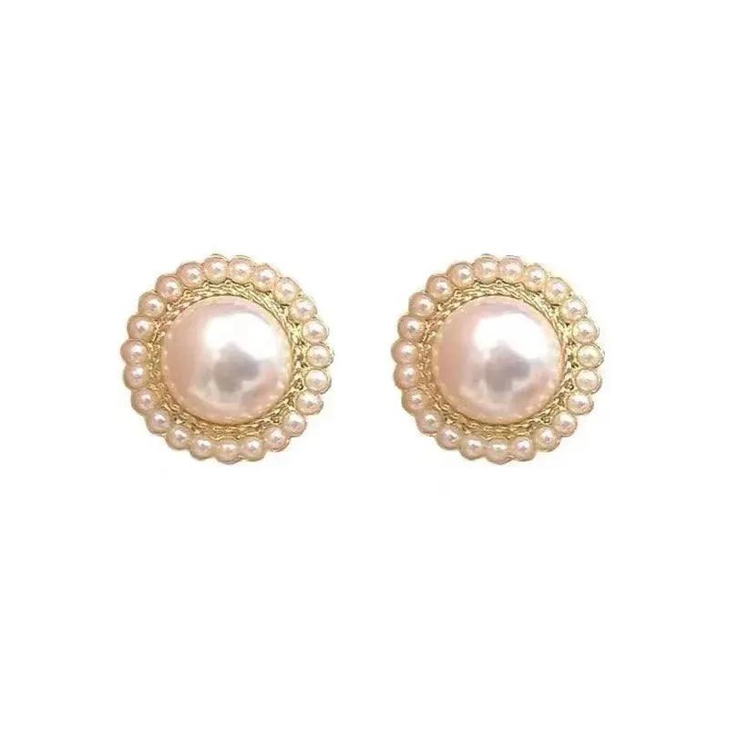 Bohemian Pearl Stud Earrings Vintage Style Jewelry Gift