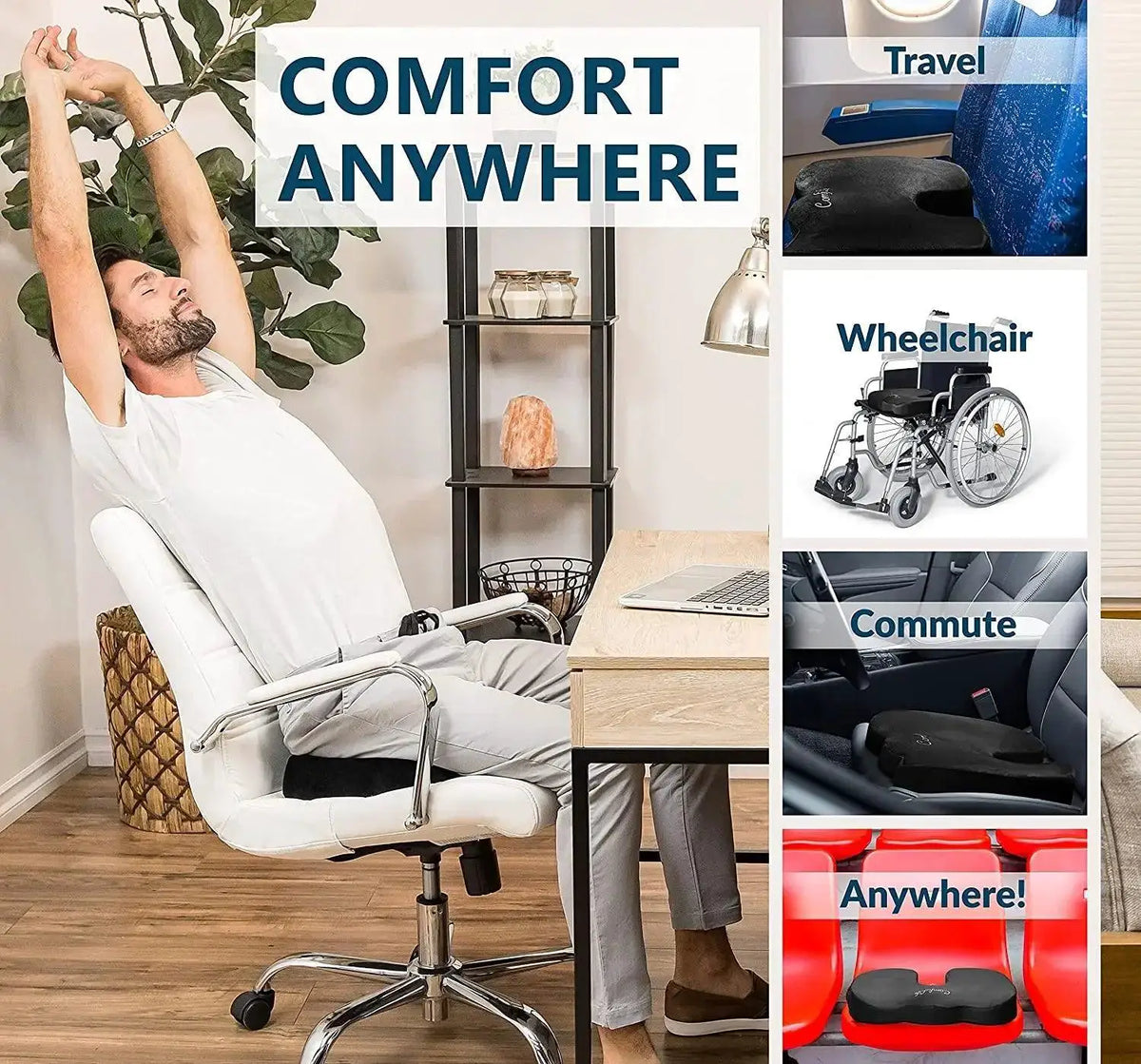 Orthopedic Gel Memory Foam Seat Cushion For Pain Relief
