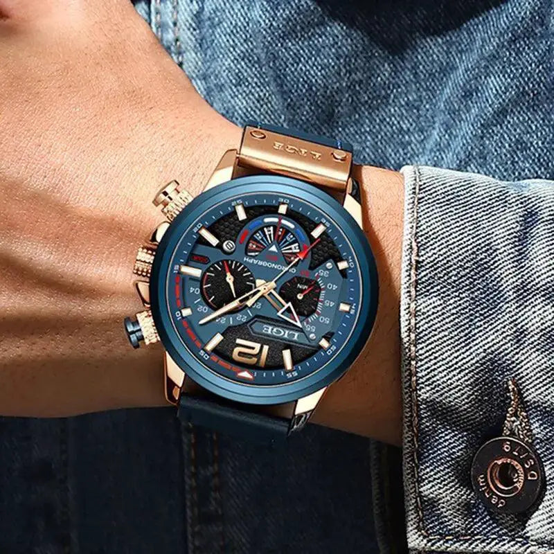 LIGE Chronograph Sport Watch for Athletes and Pilots
