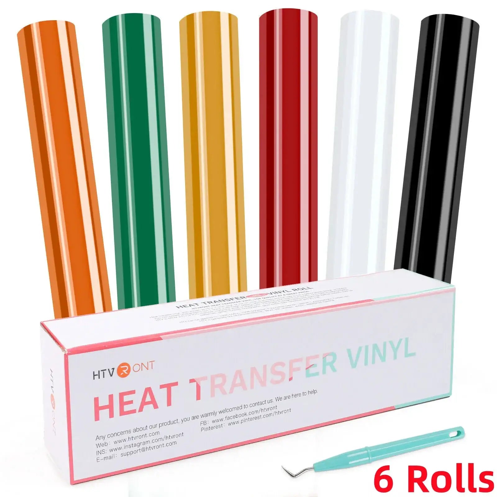 HTVRONT 12 Pack Multi Color Heat Transfer Vinyl Rolls
