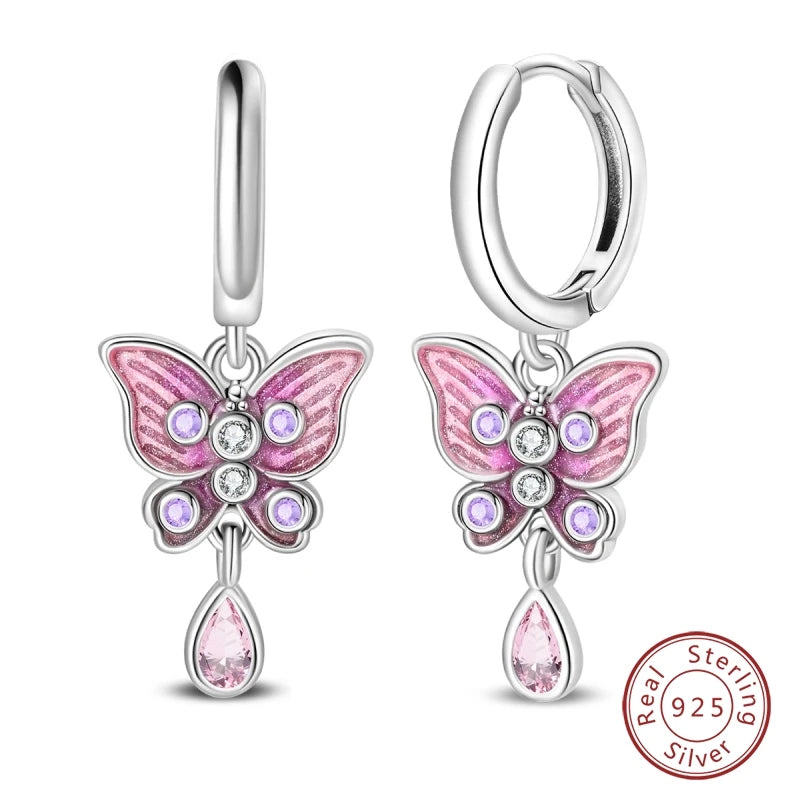 Sterling Silver Colorful Butterfly Dragonfly