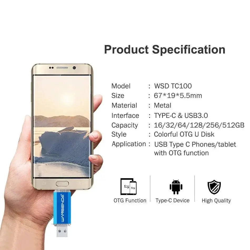 Wansenda Type C OTG Flash Drive For Fast Data Transfer