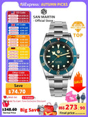 San Martin New Upgraded 37mm BB54 Vintage Men Diver Watch ST2130 Automatic Mechanical Sapphire Luminous Waterproof 200m SN0138