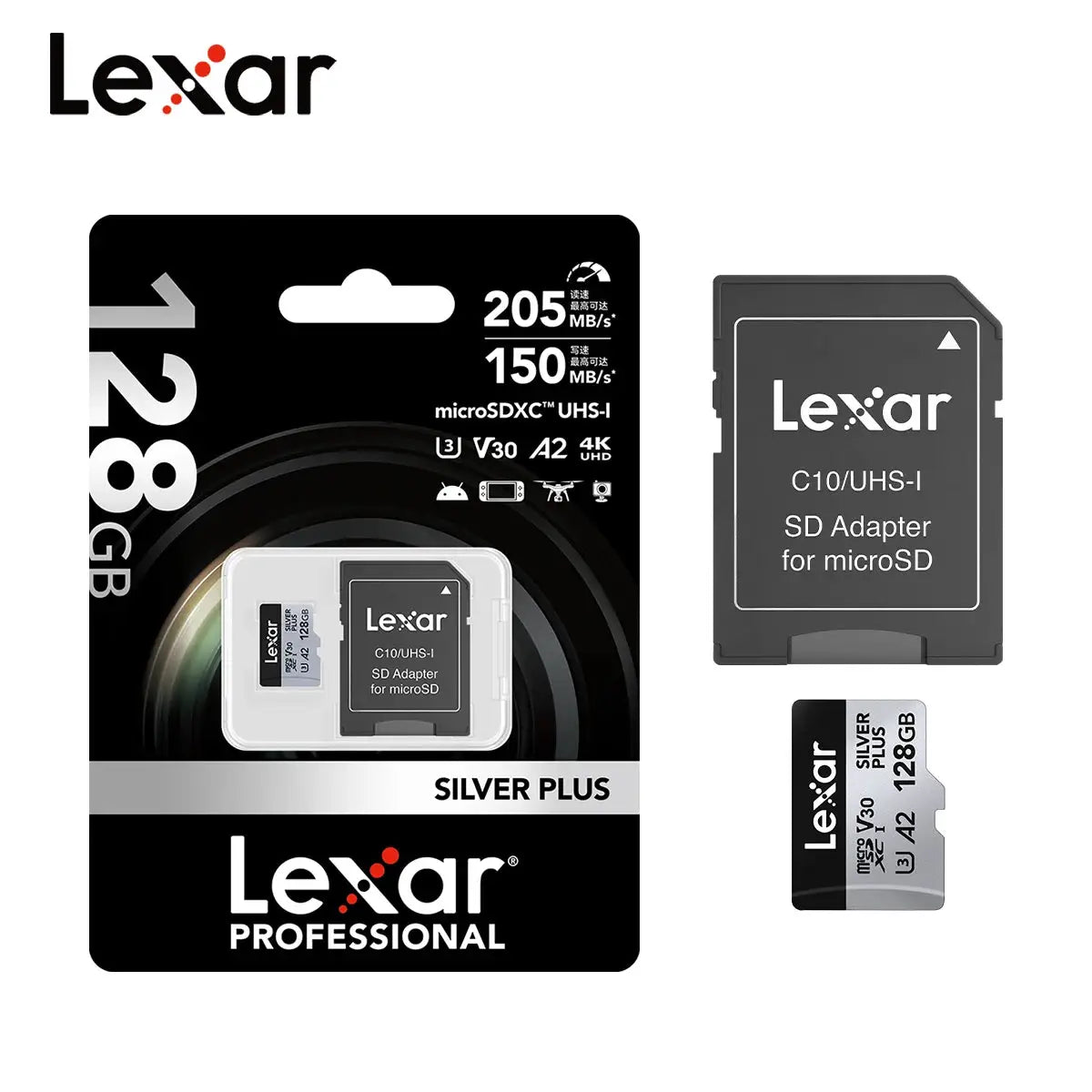 Original Lexar High Speed MicroSDXC UHS-I Memory Card for DJI Drones Action Cam Switch NS Lite Tablet Max 205Mb/s Flash TF Cards