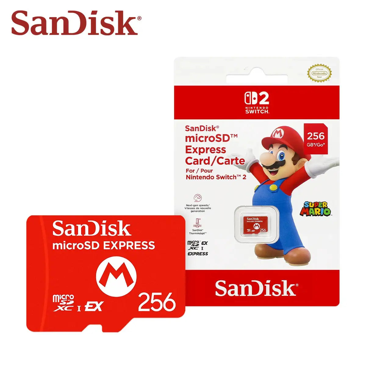 SanDisk Professional Nintendo Switch 2 MicroSD EXPRESS Card 256GB Original Flash Memory Card for Switch2 Game Console Max 880Mb