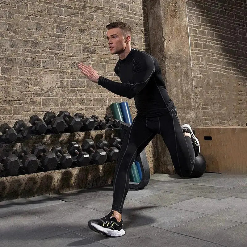 Men Bodybuilding Quick Dry Long Sleeve Compression Shirt