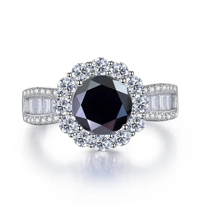 S925 Sterling Silver Ring with 2 Carat D VVS1 Moissanite Classic Retro Style Perfect for Proposal Engagement Dating Gifts