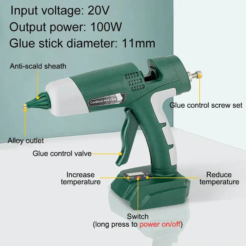 Cordless Hot Melt Glue Gun For Makita Dewalt Milwaukee Bosch