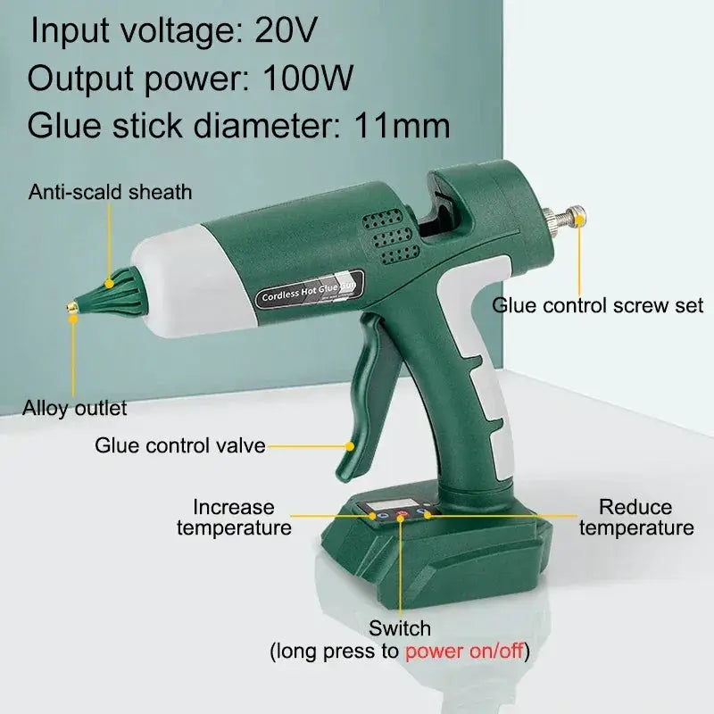 Cordless Hot Melt Glue Gun for Makita Milwaukee Bosch 18V