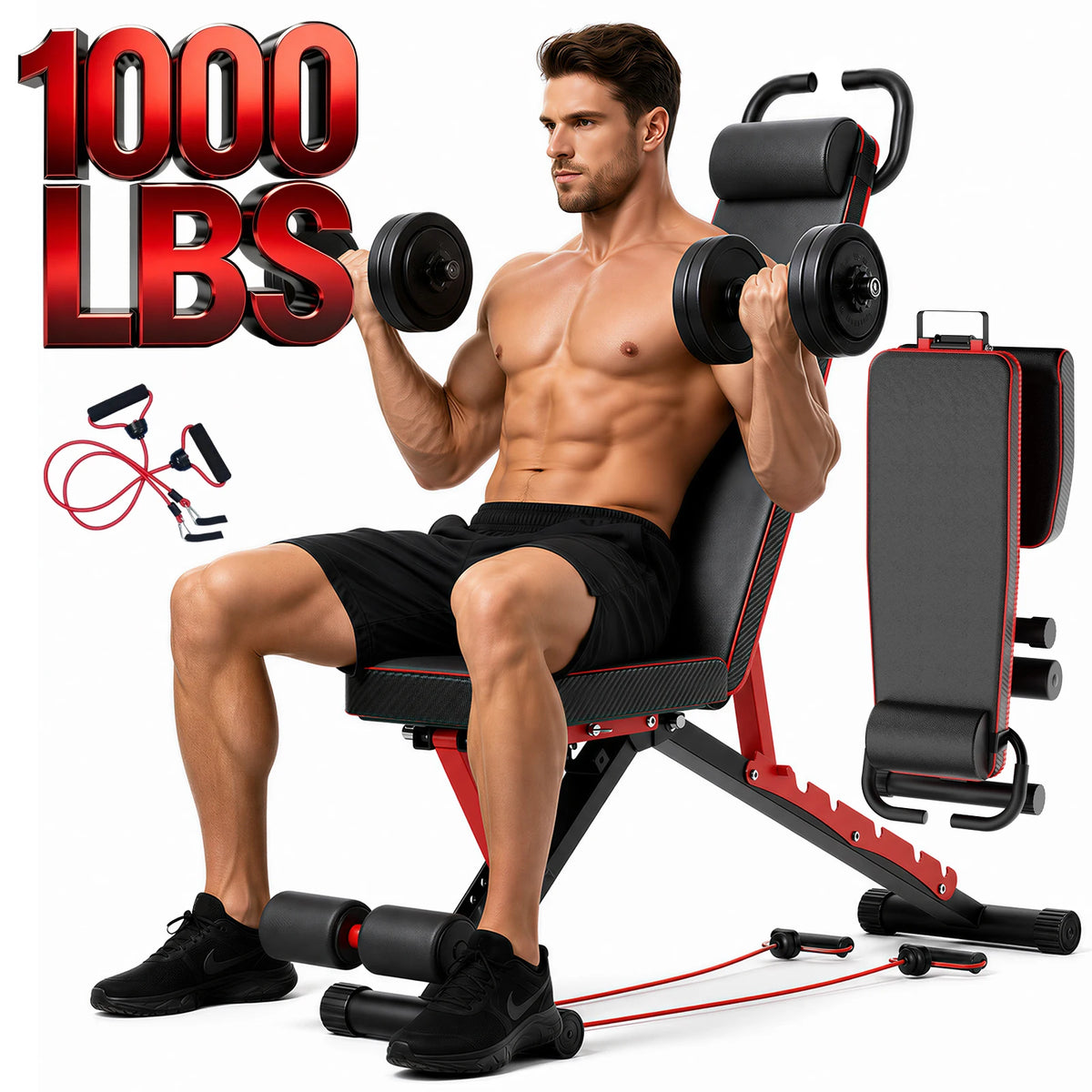 Multifunctional Foldable Weight Bench Fitness Workout – lbs — product view 1