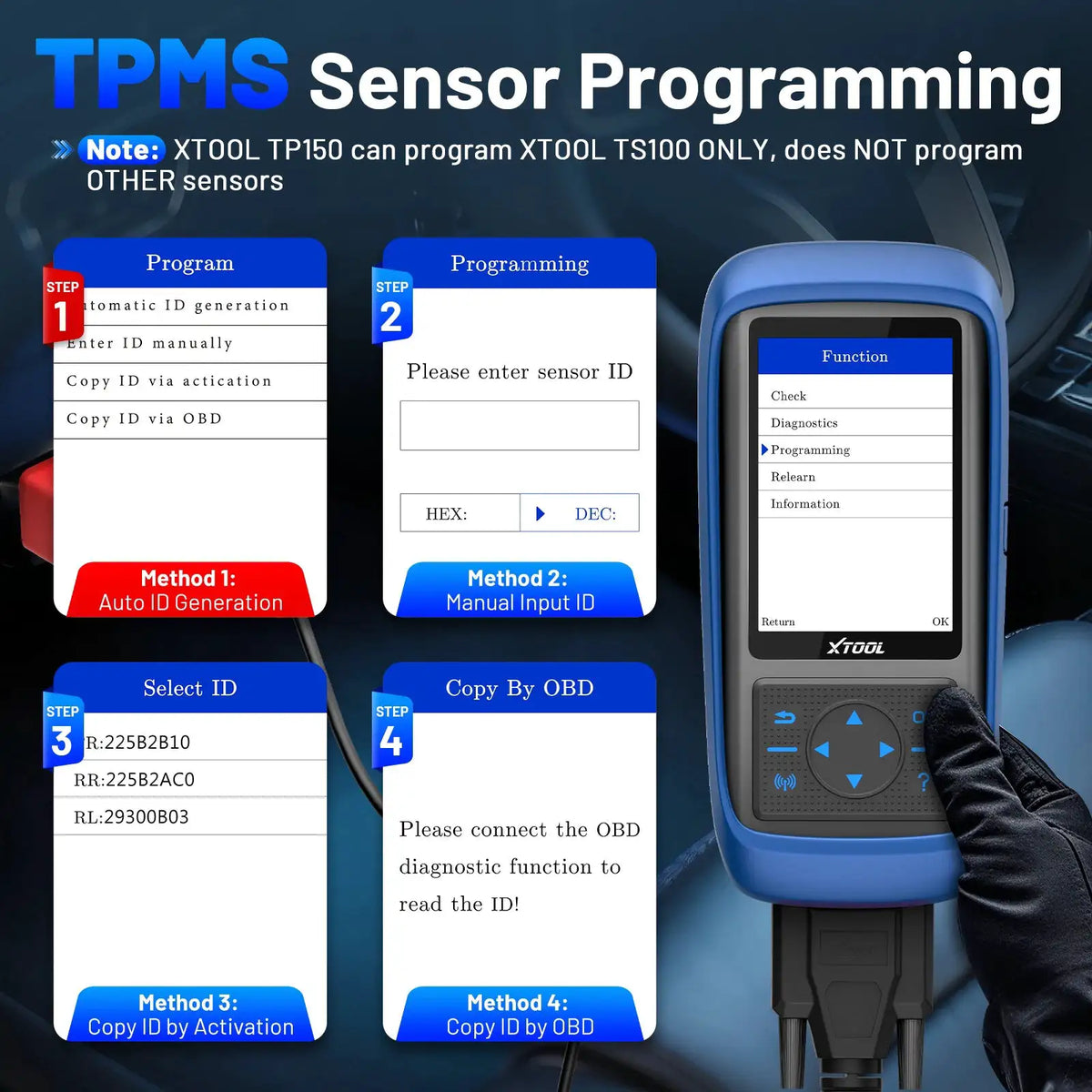 XTOOL TP150 WIFI TPMS Programming Diagnostic Tool Activate All Sensor Work On 315 433MHz Tire Pressure Monitor Read Clear DTCs