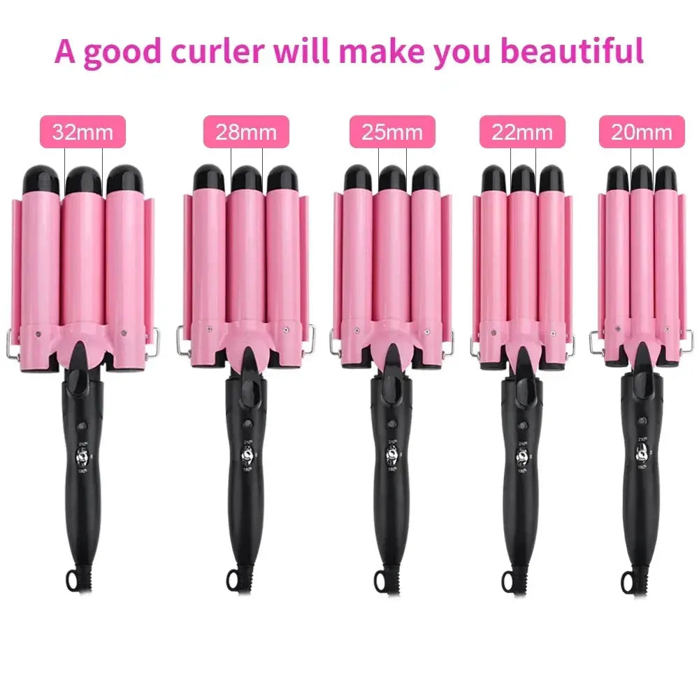 Ceramic Triple Barrel Hair Waver Curling Iron Professional