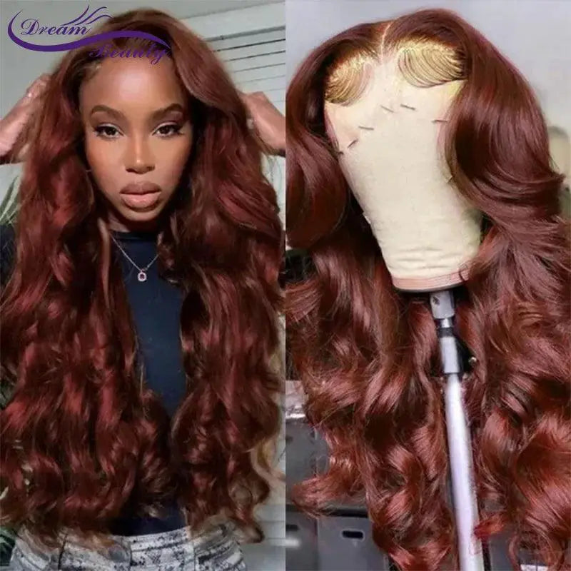 Luxe Reddish Brown Wavy Peruvian Human Hair Wig For Women