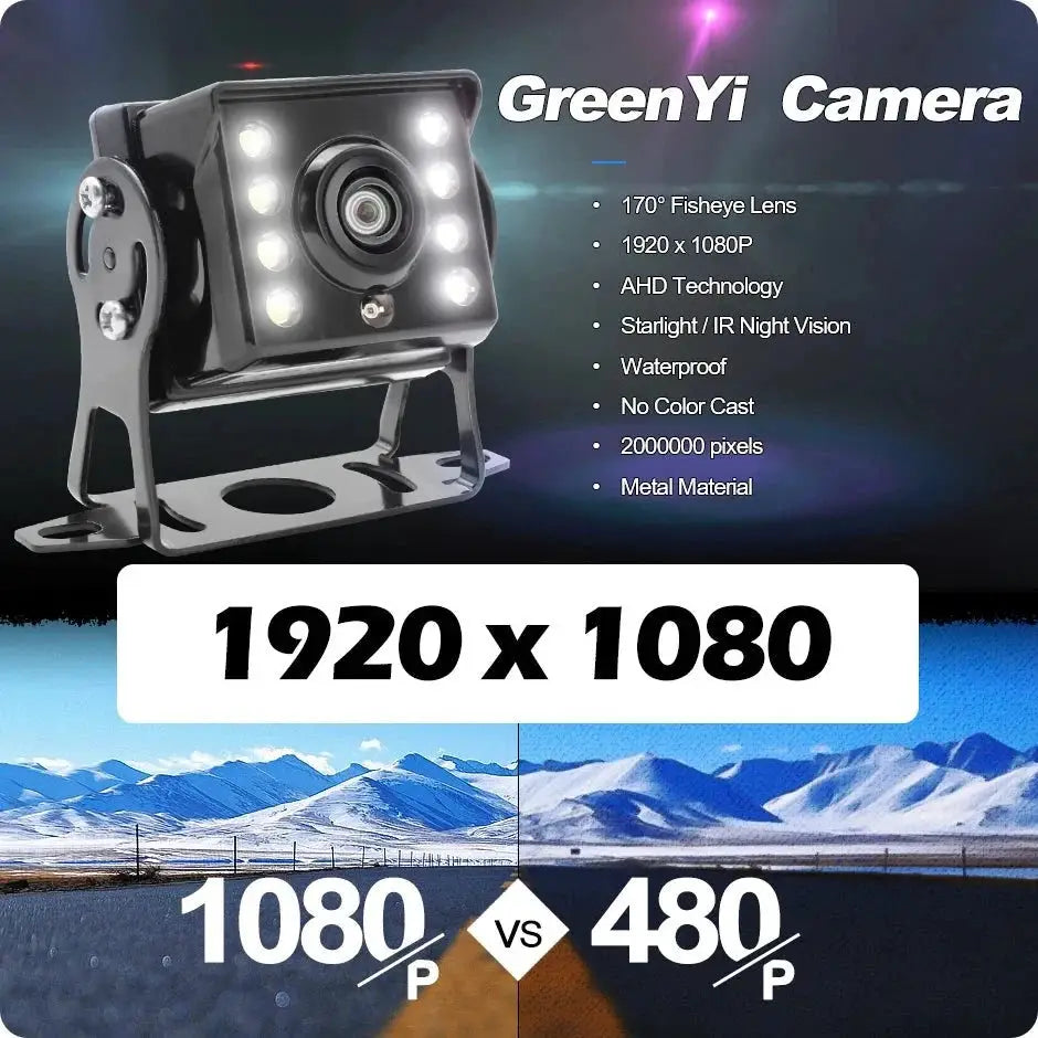 GreenYi 170 Degree AHD 1920x1080 Fisheye Car Bus Truck Rear View Camera - stepyours.com