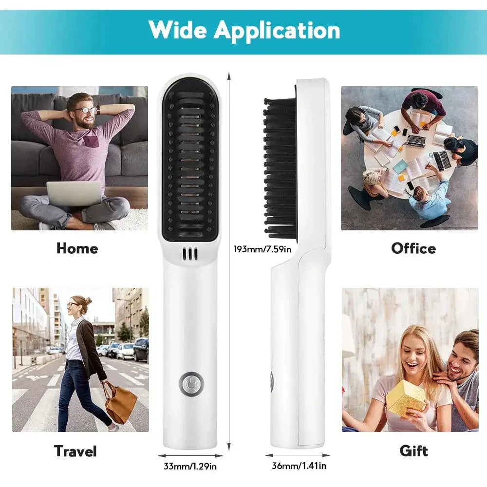 Wireless Heating Hair Comb Straightener For Men's Beard
