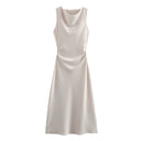 Satin Sleeveless Midi Dress for Women Summer 2026 Evening Party
