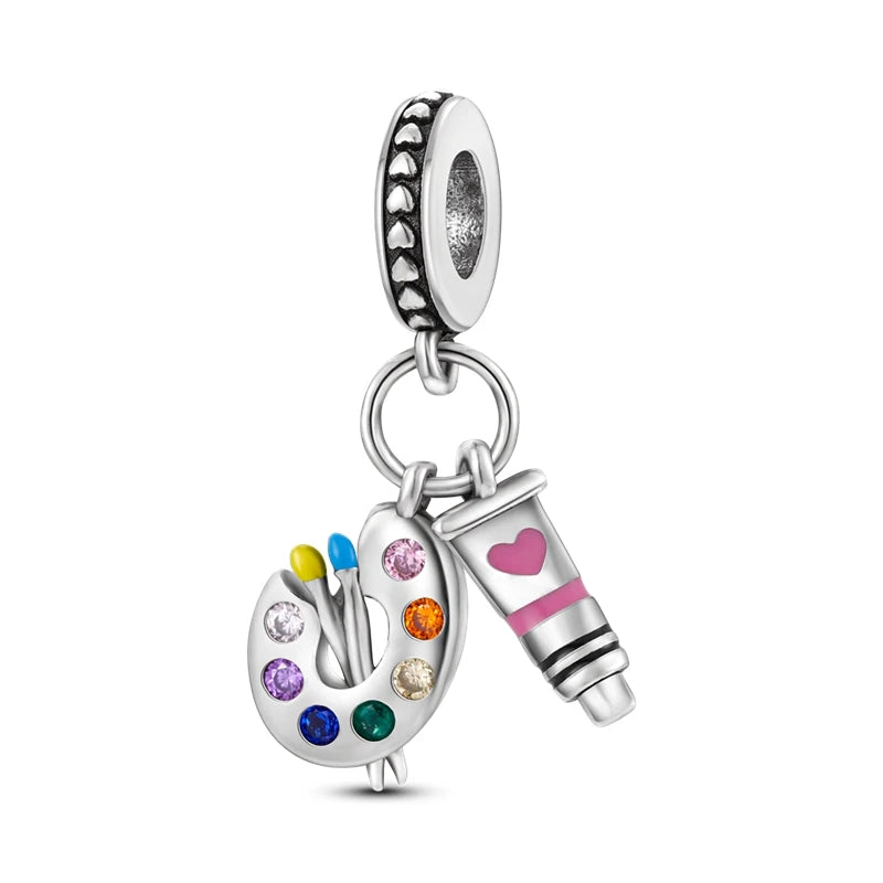 Silver Plated Charm Graduation Campus