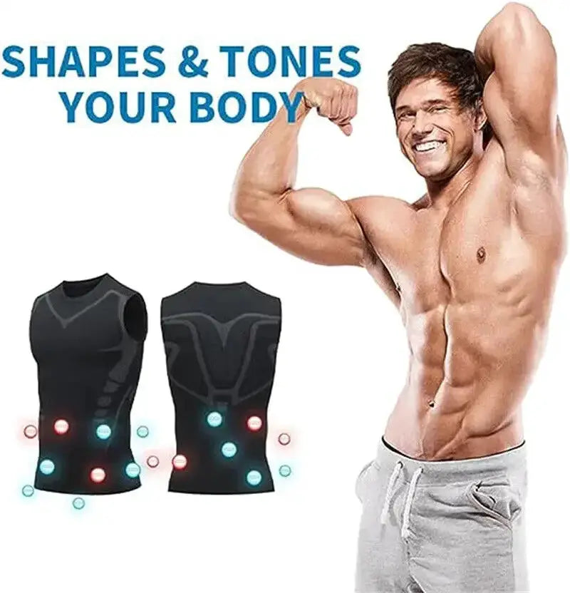 Mens Ionic Shaping Vest Ice Silk Slimming Body Shaper