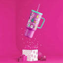 Meoky 40oz Tumbler Handle Straw Stainless Steel Cup Gift