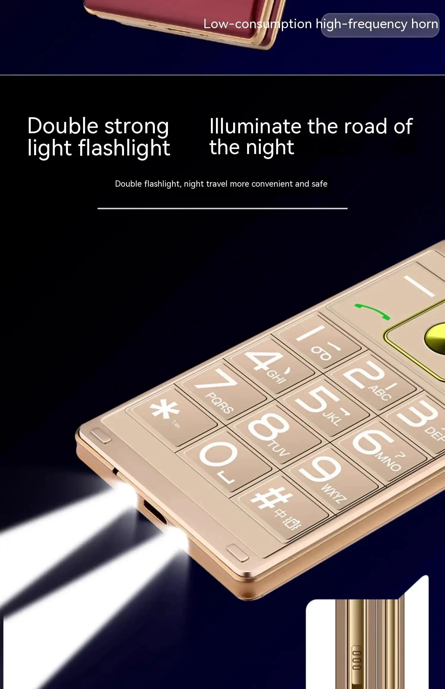 Foldable Flip Senior Phone Dual Display Large Key SOS