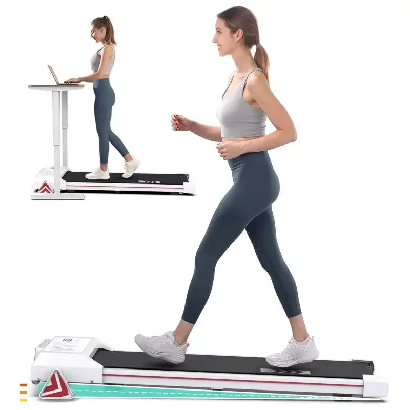 2-in-1 Foldable Under Desk Treadmill, Portable Mini Walking Pad with LED Display, Compact Electric Running Machine for Home