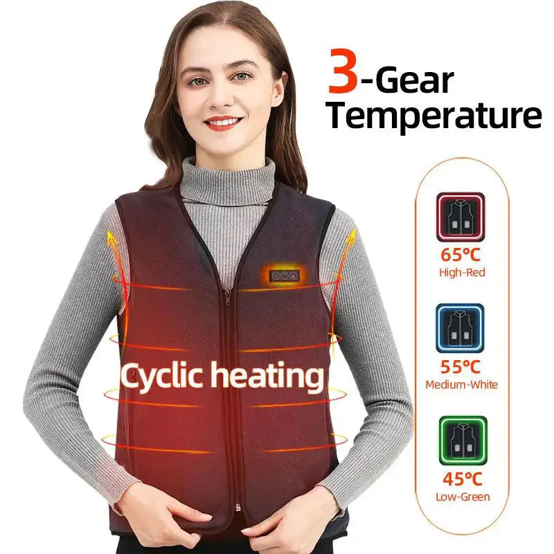 10 Areas Heated Vest Men Women USB Electric Self Heating Vest - OurLum.com