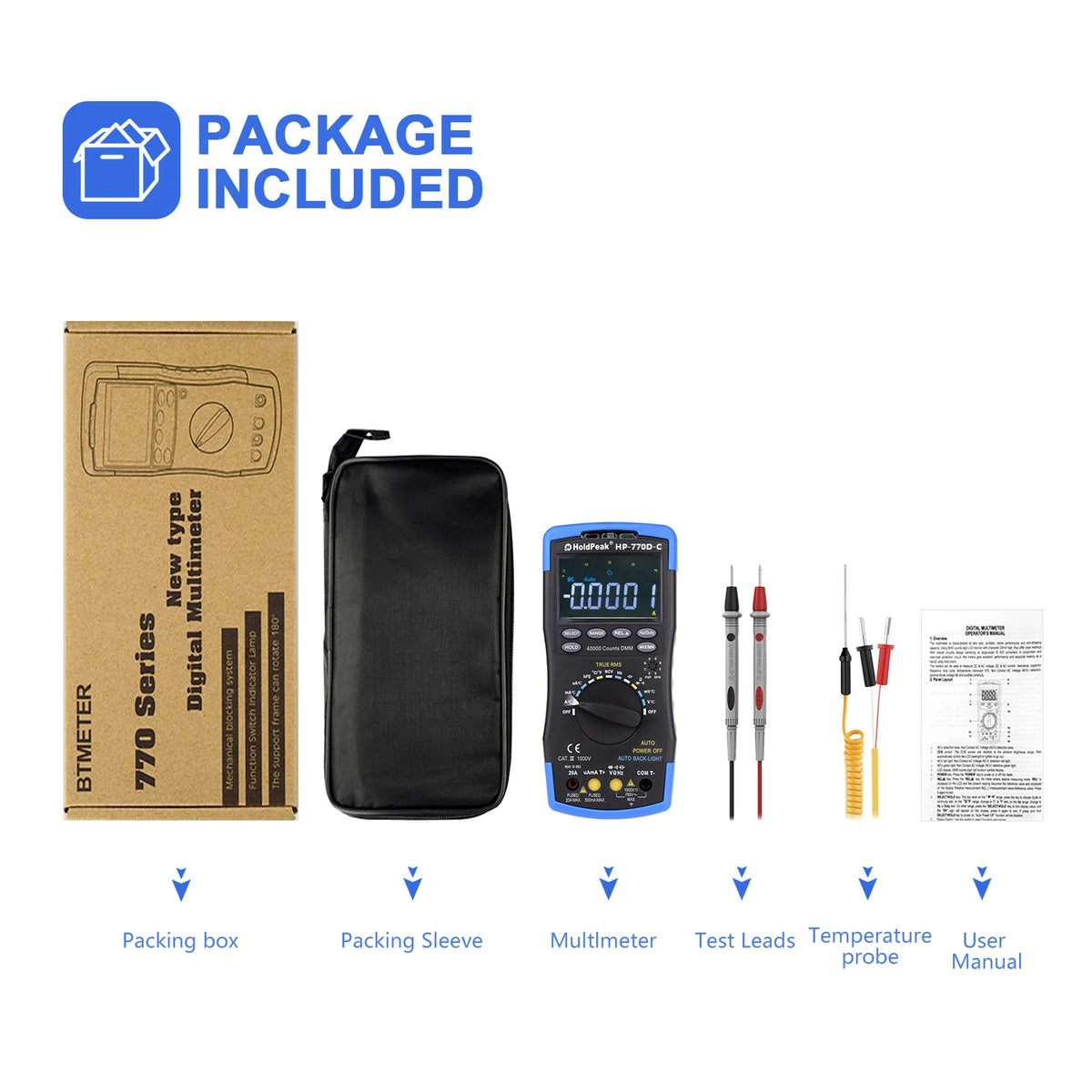 HoldPeak LCD Digital Counts True RMS Auto Range Multimetro — product view 7