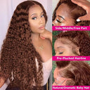 Chocolate Brown Deep Wave HD Lace Front Human Hair Wig