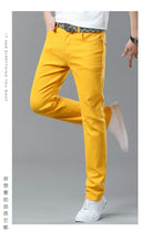 Four Season New Men's Yellow Jeans Fashion Business Casual