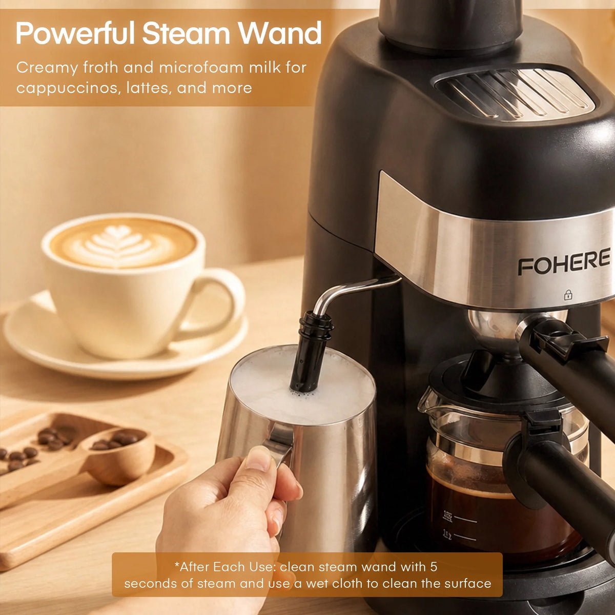 Steam Espresso Machine, Cup, Professional Compact Espresso — product view 6