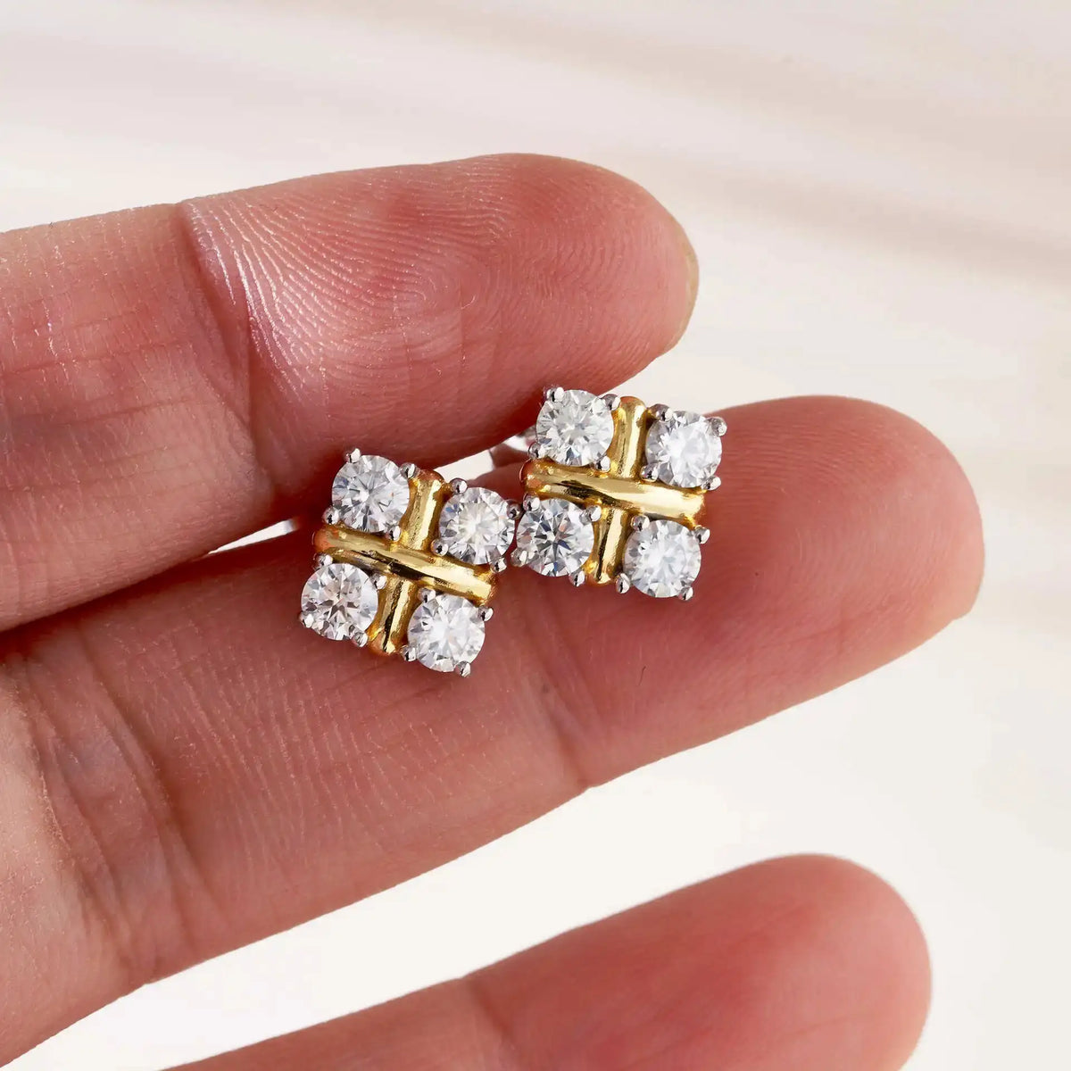 Moissanite Earrings in Sterling Silver Pair — product view 6