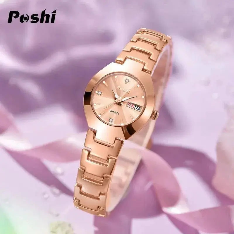 Poshi Women's Swiss Stainless Steel Watch With Date Display
