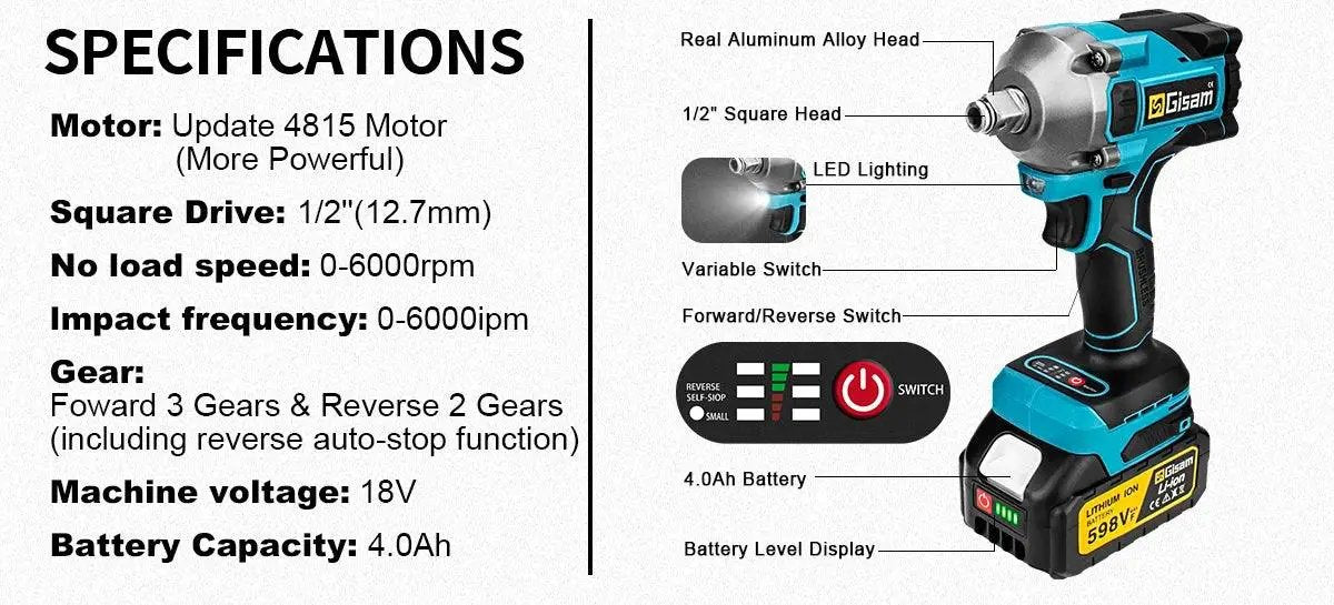 Powerful Cordless Impact Wrench for DIY — product view 13