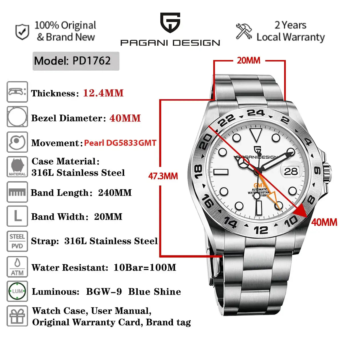 Pagani Design Automatic GMT Watch — product image 6