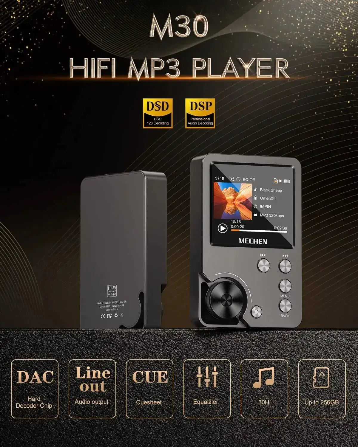 MECHEN High Quality Lossless MP3 Player Support Up to 256GB ( M30 HIFI )