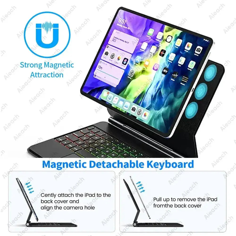 Magic Keyboard Case For iPad Air With Backlit Keyboard