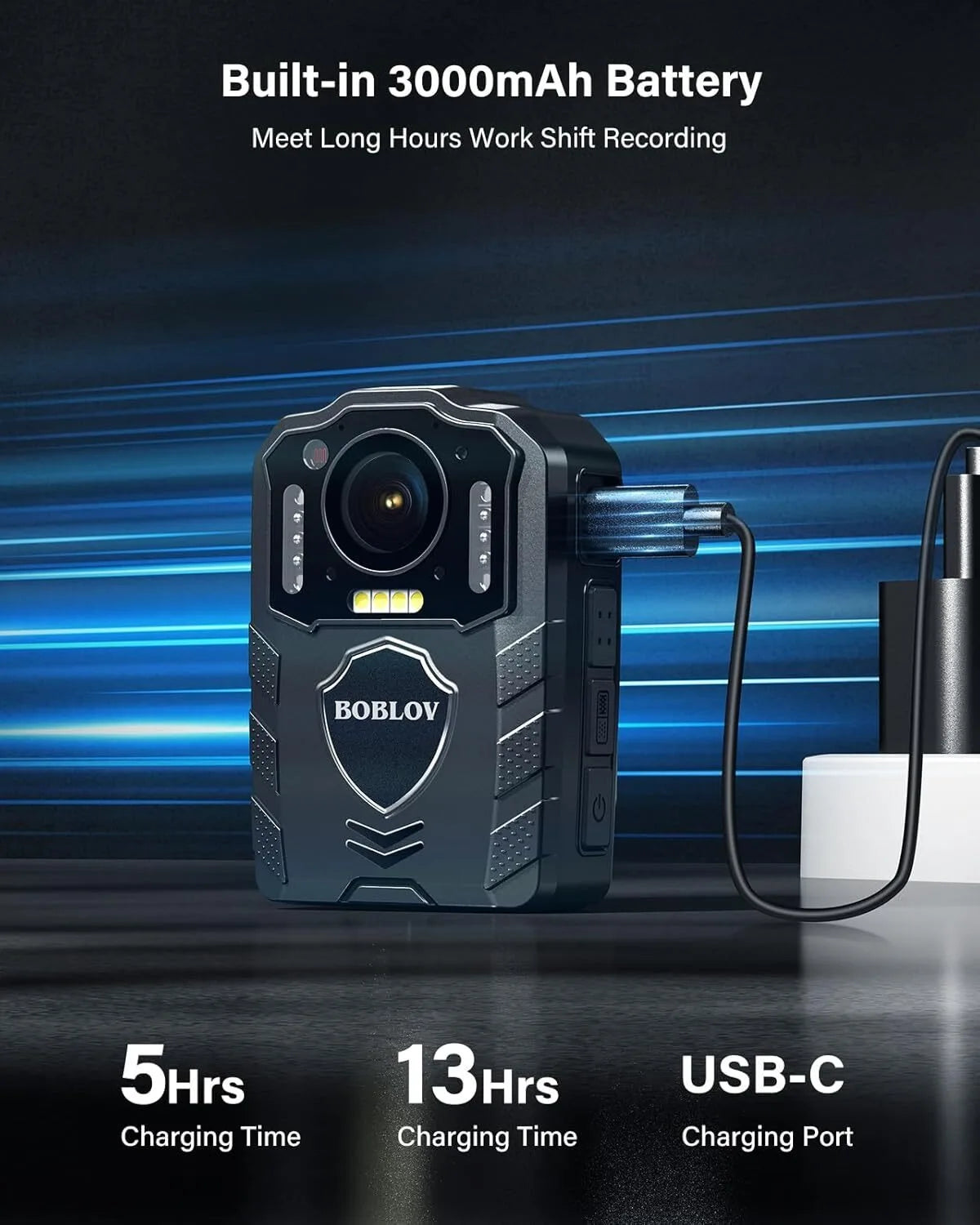 BOBLOV Body Camera Battery Night Vision Body Cam Battery Built — product view 4