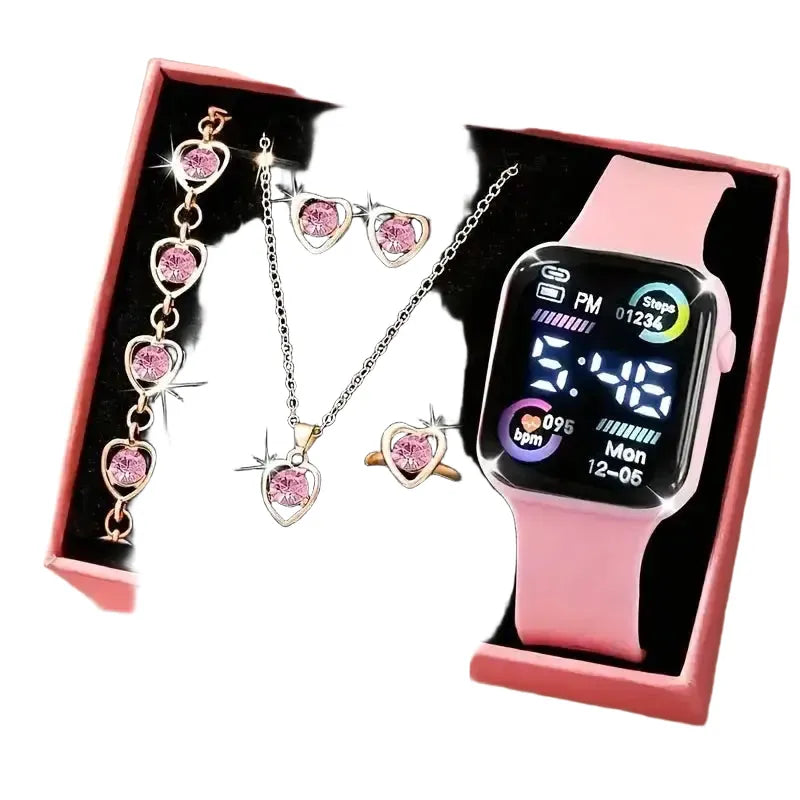 Piece Watch Jewelry Set Silicone Digital Teens — product view 1