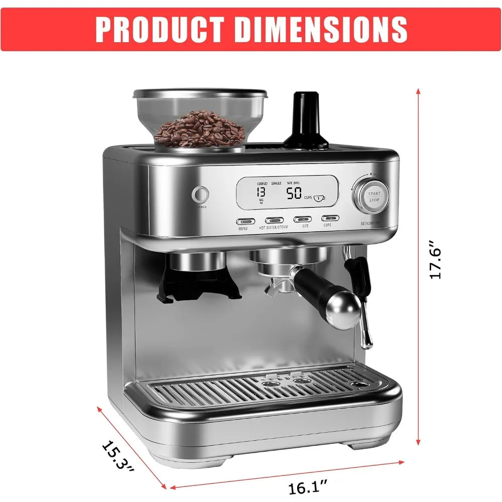 Espresso Coffee Machine Temperature Adjustable with Built-in Bean — product view 4