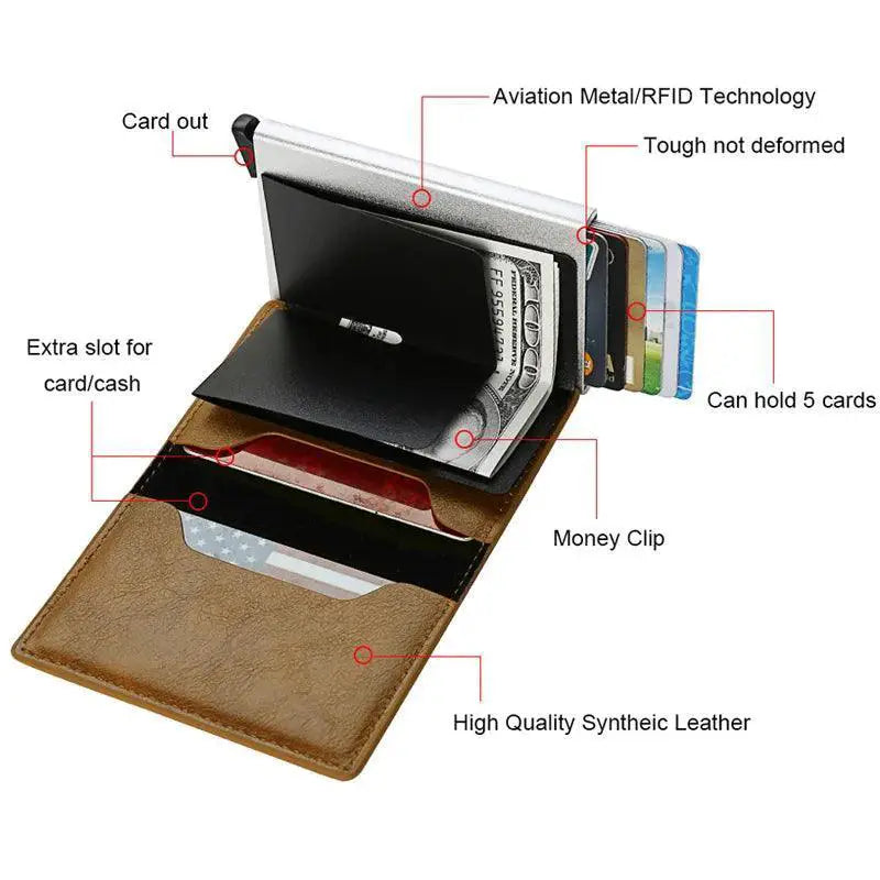 RFID Leather Wallet Stylish Card Holder For Organization