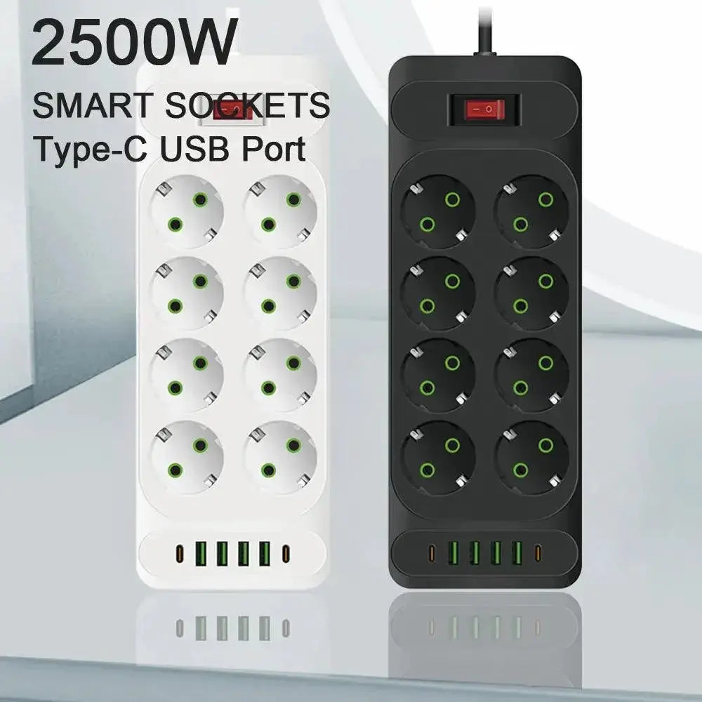 EU Plug Power Strip With Surge Protection And USB Ports