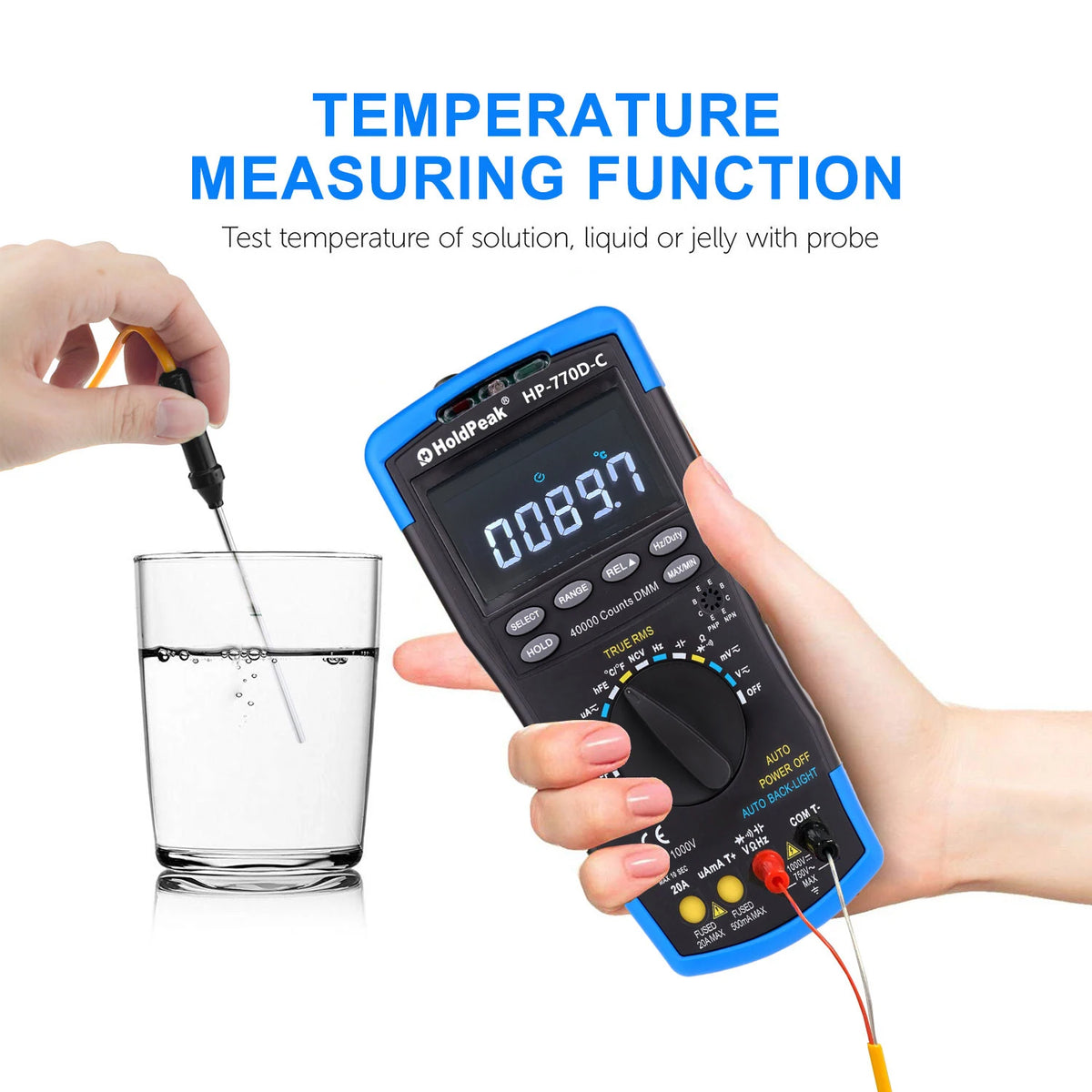 HoldPeak LCD Digital Counts True RMS Auto Range Multimetro — product view 6