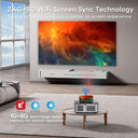 4K Android LED Projector 18000 Lumens WiFi Bluetooth Auto Keystone