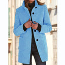 Loose Stand Collar Button Coat